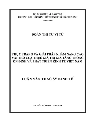 Luận văn thạc sĩ thực trạng và giải pháp nhằm nâng cao vai trò của thuế giá trị gia tăng trong ổn định và phát triển kinh tế việt nam