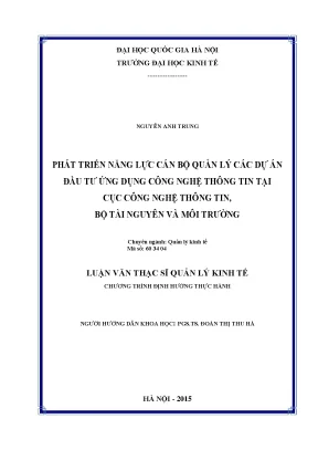 Luận văn thạc sĩ phát triển năng lực cán bộ quản lý các dự án đầu tư ứng dụng công nghệ thông tin tại cục công nghệ thông tin bộ tài nguyên và môi trường