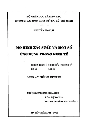 Luận văn thạc sĩ mô hình xác suất và một số ứng dụng trong kinh tế luận văn thạc sĩ