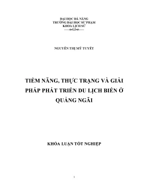 Luận văn tốt nghiệp tiềm năng thực trạng và giải pháp phát triển du lịch biển ở quảng ngãi