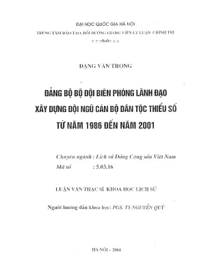 Luận văn thạc sĩ đảng bộ bộ đội biên phòng lãnh đạo xây dựng đội ngũ cán bộ dân tộc thiểu số từ năm 1986 đến năm 2001