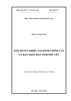 Luận văn thạc sĩ giải quyết khiếu nại hành chính của ủy ban nhân dân tỉnh phú yên