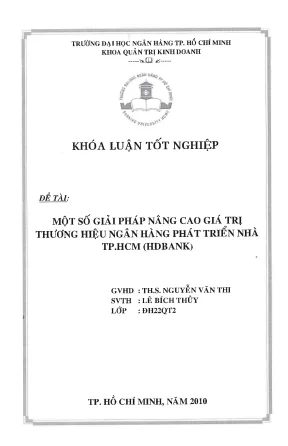 Luận văn thạc sĩ một số giải pháp nâng cao giá trị thương hiệu ngân hàng phát triển nhà tp hồ chí minh hdbank