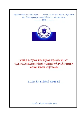 Luận văn thạc sĩ chất lượng tín dụng hộ sản xuất tại ngân hàng nông nghiệp và phát triển nông thôn việt nam
