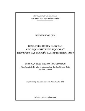 Luận văn thạc sĩ rèn luyện tư duy sáng tạo cho học sinh trung học cơ sở thông qua dạy học giải bài tập hình học lớp 9