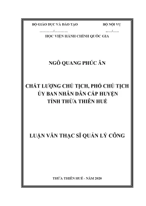 Luận văn thạc sĩ chất lượng chủ tịch phó chủ tịch ủy ban nhân dân cấp huyện tỉnh thừa thiên huế