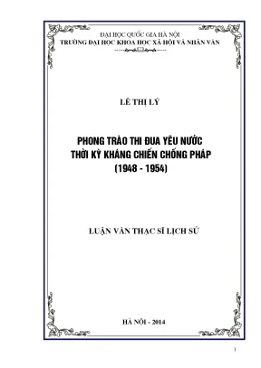 Luận văn thạc sĩ phong trào thi đua yêu nước thời kỳ kháng chiến chống pháp 1948 1954
