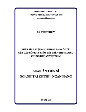 Luận án tiến sĩ phân tích hiệu ứng thông báo cổ tức của các công ty niêm yết trên thị trường chứng khoán việt nam