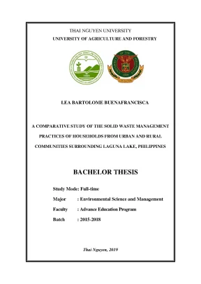 Luận văn tốt nghiệp a comparative study of the solid waste management practices of households from urban and rural communities surrounding laguna lake philippines