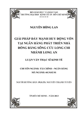 Luận văn thạc sĩ giải pháp đẩy mạnh huy động vốn tại ngân hàng phát triển nhà đồng bằng sông cửu long chi nhánh long an luận văn thạc sĩ