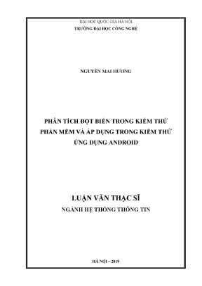 Luận văn thạc sĩ phân tích đột biến trong kiểm thử phần mềm và áp dụng trong kiểm thử ứng dụng android