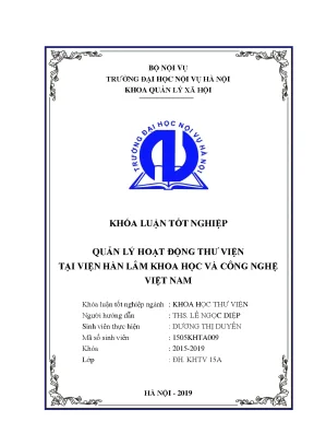 Luận văn tốt nghiệp quản lý hoạt động thư viện tại viện hàn lâm khoa học và công nghệ việt nam