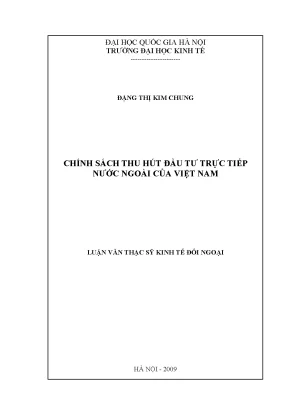Luận văn thạc sĩ chính sách thu hút đầu tư trực tiếp nước ngoài của việt nam