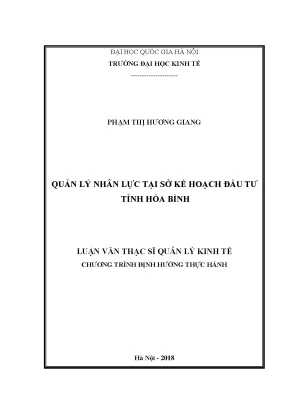 Luận văn thạc sĩ quản lý nhân lực tại sở kế hoạch và đầu tư tỉnh hòa bình