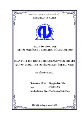 Luận văn tốt nghiệp quản lý lễ hội truyền thống làng vọng nguyệt xã tam giang huyện yên phong tỉnh bắc ninh