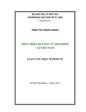 Luận văn thạc sĩ phát triển quỹ đầu tư mạo hiểm tại việt nam