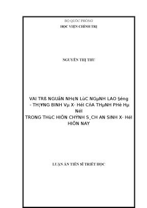 Luận án tiến sĩ vai trò nguồn nhân lực ngành lao động thương binh và xã hội của thành phố hà nội trong thực hiện chính sách an sinh xã hội hiện nay