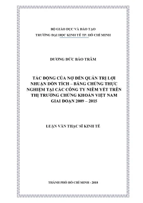 Luận văn thạc sĩ tác động của nợ đến quản trị lợi nhuận dồn tích bằng chứng thực nghiệm tại các công ty niêm yết trên thị trường chứng khoán việt nam giai đoạn 2009 2015