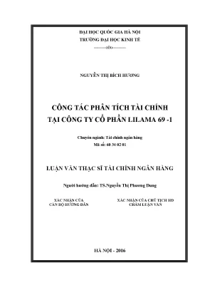 Luận văn thạc sĩ công tác phân tích tài chính tại công ty cổ phần lilama 69 1