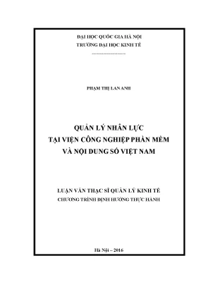 Luận văn thạc sĩ quản lý nhân lực tại viện công nghiệp phần mềm và nội dung số việt nam