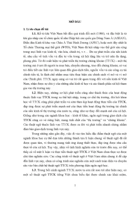 Luận án thuật ngữ về thị trường chứng khoán trong tiếng việt