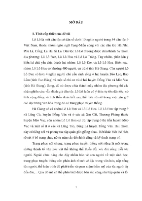 Luận án trang phục truyền thống hiện nay của người lô lô hoa ở huyện mèo cạc tỉnh hà giang