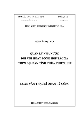 Luận văn thạc sĩ quản lý nhà nước đối với hoạt động hợp tác xã trên địa bàn tỉnh thừa thiên huế