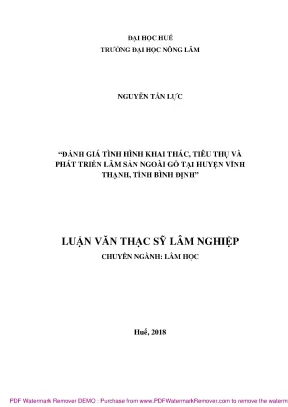 Luận văn thạc sĩ đánh giá tình hình khai thác tiêu thụ và phát triển lâm sản ngoài gỗ tại huyện vĩnh thạnh tỉnh bình định