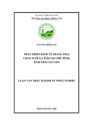 Luận văn tốt nghiệp phát triển kinh tế trang trại chăn nuôi gà ở huyện phú bình tỉnh thái nguyên