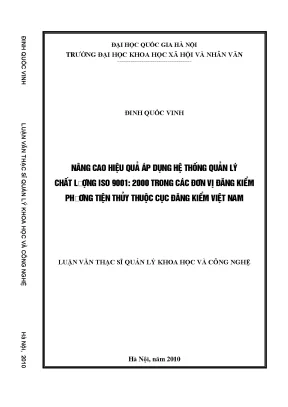 Luận văn thạc sĩ nâng cao hiệu quả áp dụng hệ thống quản lý chất lượng iso 90012000 trong các đơn vị đăng kiểm phương tiện thủy thuộc cục đăng kiểm việt nam