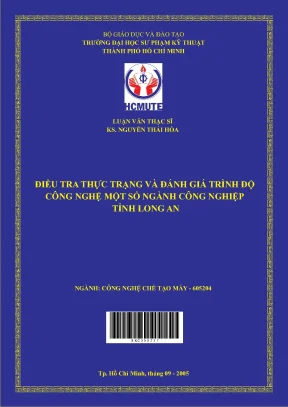 Luận văn thạc sĩ hcmute điều tra thực trạng và đánh giá trình độ công nghệ một số ngành công nghiệp tỉnh long an