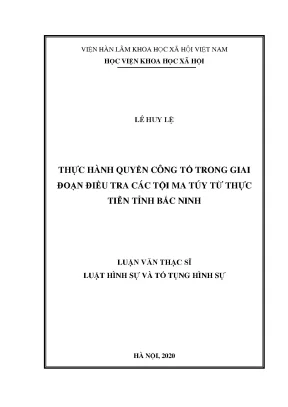 Luận án tiến sĩ thực hành quyền công tố trong giai đoạn điều tra các tội ma túy từ thực tiễn tỉnh bắc ninh