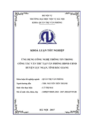 Luận văn tốt nghiệp ứng dụng công nghệ thông tin trong công tác văn thư tại văn phòng hđnd ubnd huyện lục ngạn tỉnh bắc giang
