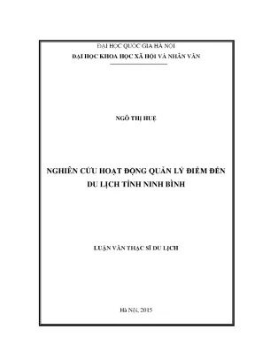 Luận văn thạc sĩ nghiên cứu hoạt dộng quản lý điểm đến du lịch tỉnh ninh bình
