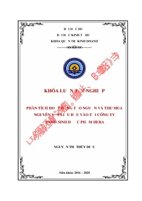 Luận văn tốt nghiệp phân tích hoạt động tạo nguồn và thu mua nguyên vật liệu đầu vào tại công ty tnhh sinh dược phẩm hera