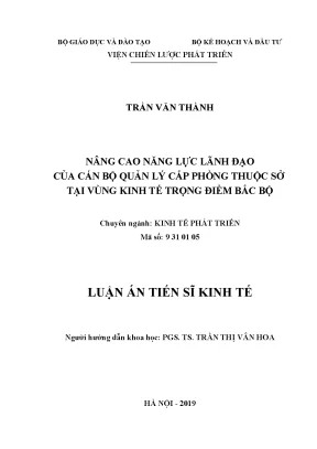 Luận án nâng cao năng lực lãnh đạo của cán bộ quản lý cấp phòng thuộc sở tại vùng kinh tế trọng điểm bắc bộ