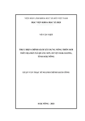 Luận văn thạc sĩ thực hiện chính sách xây dựng nông thôn mới trên địa bàn xã quảng sơn huyện đắk glong tỉnh đắk nông