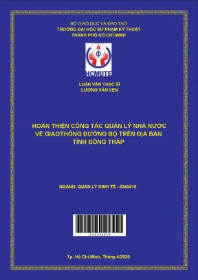 Luận văn thạc sĩ hcmute hoàn thiện công tác quản lý nhà nước về giao thông đường bộ trên địa bàn tỉnh đồng tháp