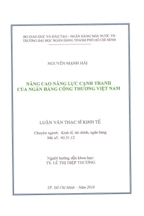 Luận văn thạc sĩ nâng cao năng lực cạnh tranh của ngân hàng công thương việt nam