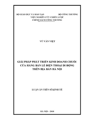 Luận án giải pháp phát triển kinh doanh chuỗi cửa hàng bán lẻ điện thoại di động trên địa bàn hà nội