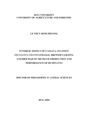 Luận án tiến sĩ synergic effect of cassava manihot esculenta crantz foliage brewers grains and biochar on methane production and performance of ruminants
