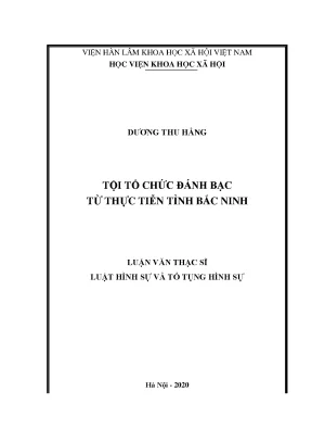 Luận án tiến sĩ tội tổ chức đánh bạc từ thực tiễn tỉnh bắc ninh