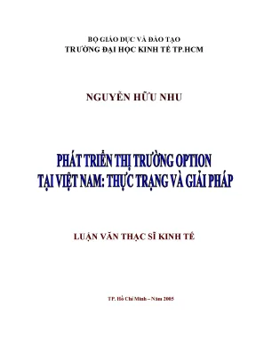 Luận văn thạc sĩ phát triển thị trường option tại việt nam thực trạng và giải pháp