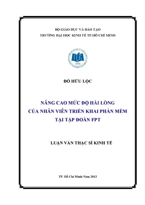 Luận văn thạc sĩ nâng cao mức độ hài lòng của nhân viên triển khai phần mềm tại tập đoàn fpt luận văn thạc sĩ