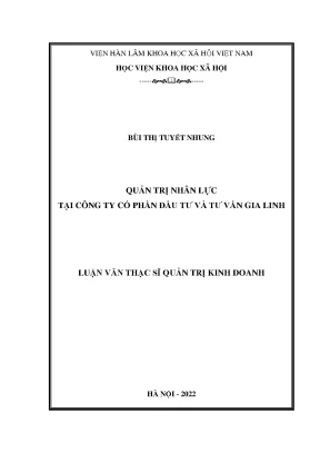 Luận văn thạc sĩ quản trị nhân lực tại công ty cp đầu tư và tư vấn gia linh