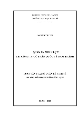 Luận văn thạc sĩ quản lý nhân lực tại công ty cổ phần quốc tế nam thành