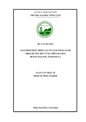 Luận văn tốt nghiệp giải pháp phát triển sản xuất bưởi da xanh theo hướng bền vững trên địa bàn huyện mai sơn tỉnh sơn la