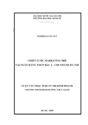 Luận văn thạc sĩ chiến lược marketing mix tại ngân hàng tmcp bắc á chi nhánh hà nội