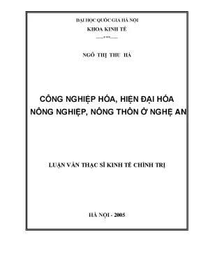 Luận văn thạc sĩ công nghiệp hoá hiện đại hoá nông nghiệp nông thôn ở nghệ an