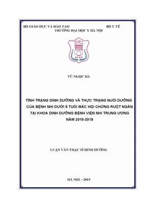 Luận văn thạc sĩ tình trạng dinh dưỡng và thực trạng nuôi dưỡng của bệnh nhi dưới 5 tuổi mắc hội chứng ruột ngắn tại khoa dinh dưỡng bệnh viện nhi trung ương năm 2018 2019